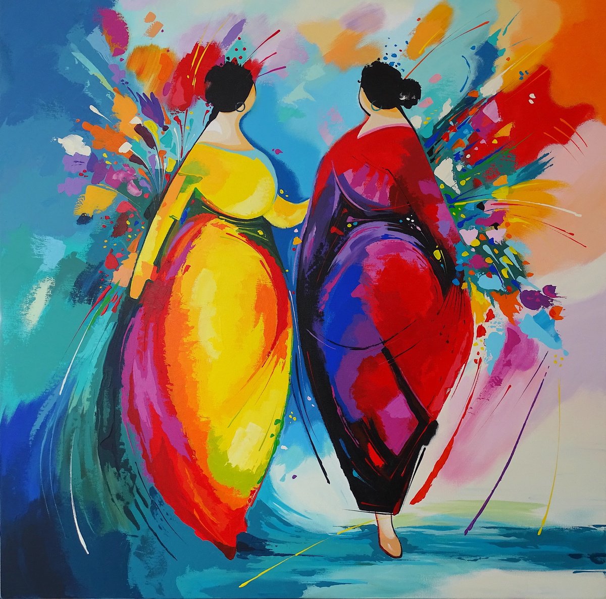 Expressive Portrait Acrylic Painting By Livien Rozen, 28 X 28", Don