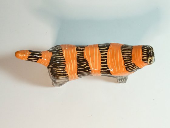 Ceramic sculpture Tiger 14x8 x4 cm