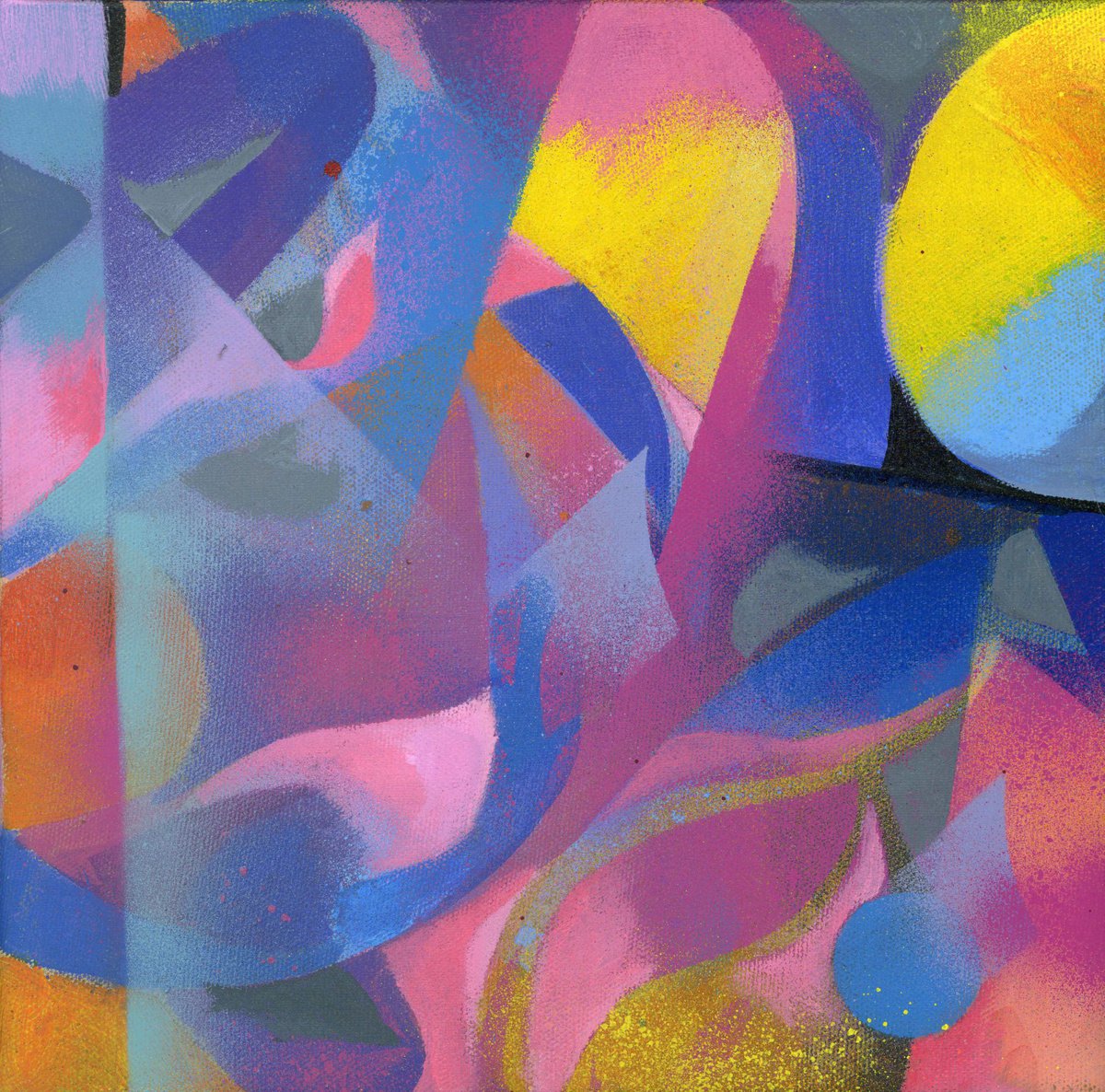 Geometric Abstract Acrylic Painting By Alfred Ng, 10 X 10, Movement 2, Original Artwork