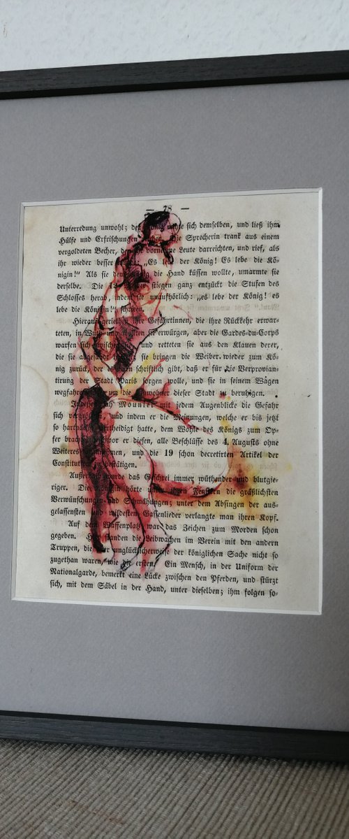 Unique print on antique book page 15x23cm. Art Print Retro Art Print. Small format gift. Nude art vintage. Upcycling wall decoration by Olga David