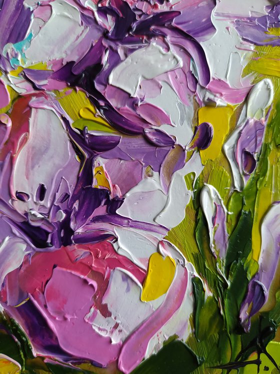 Smell of August - small painting, flowers oil painting, oil painting, flowers, gladiolus, postcard, gift idea, gift