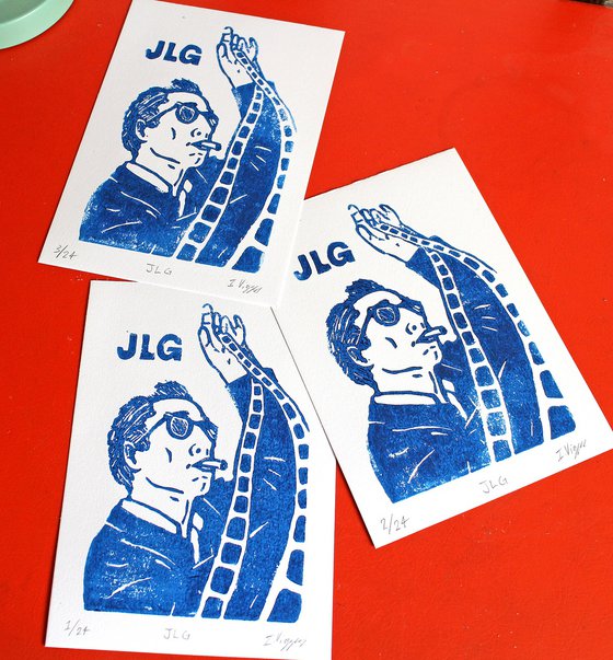 Jean-Luc Godard Linocut Print