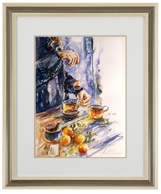 Tea and citrus, Watercolor Wall Decor