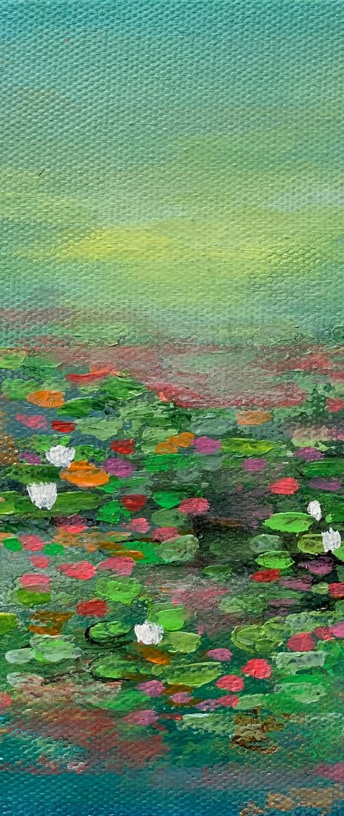 Peaceful Pond ! Small Painting!!  Ready to hang by Amita Dand