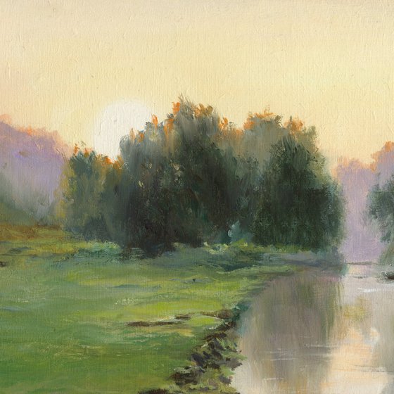 Cloudy sunrise on the river