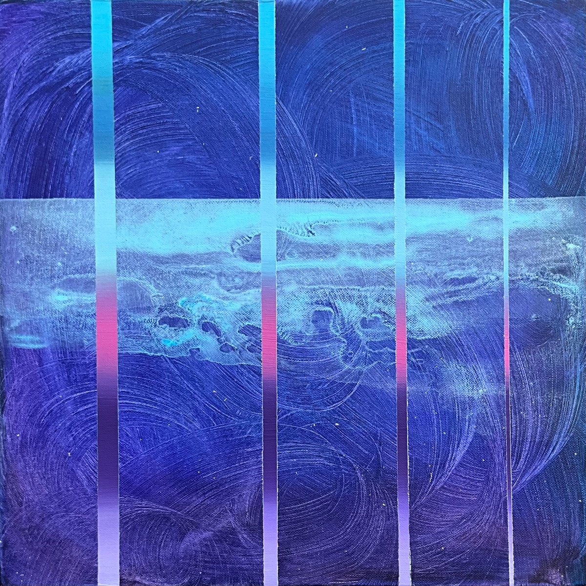 Organic Landscape Acrylic Painting By Kaliya Ka, 12 X 12", As Far As Your Eyes Can See, Original Artwork