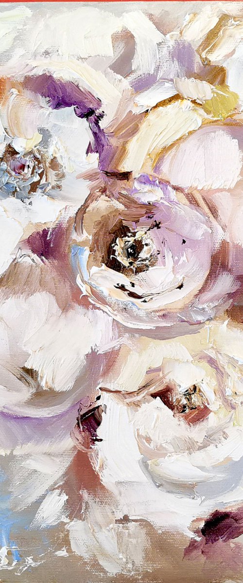 White flowers painting on canvas by Annet Loginova
