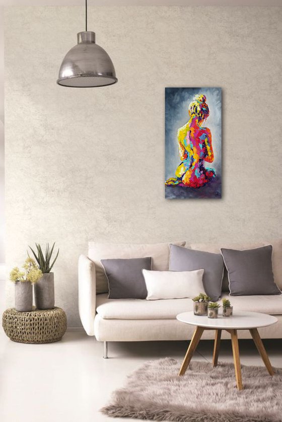 Relax - nude, erotic, body, woman,nude body, woman body, oil painting, a gift for him, gift for man, nu