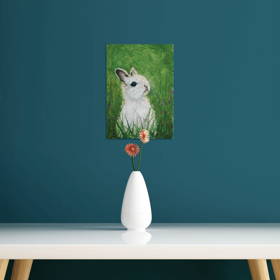 Curious rabbit... - Animal portrait /  ORIGINAL PAINTING