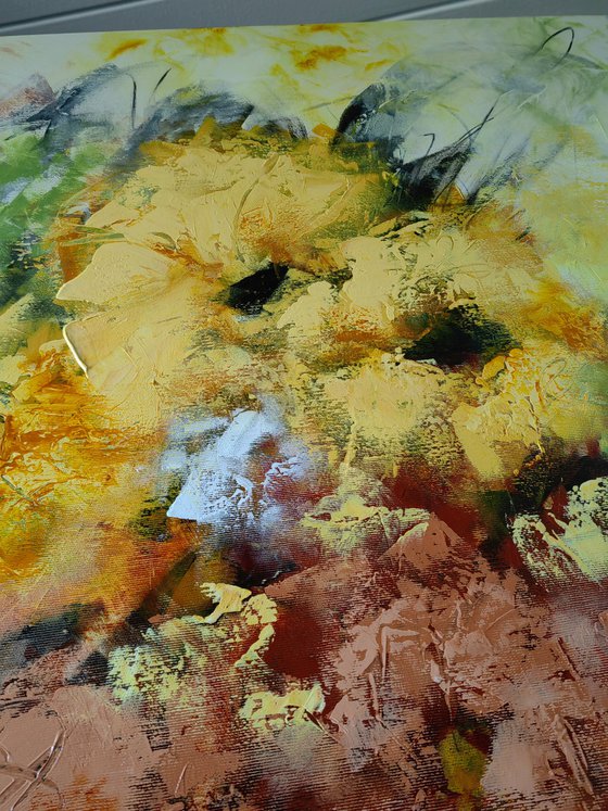 "Enchanted Blooms III" from "Colours of Summer" collection, XXL abstract flower painting
