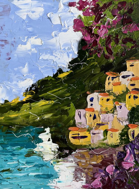 Positano original oil impasto painting