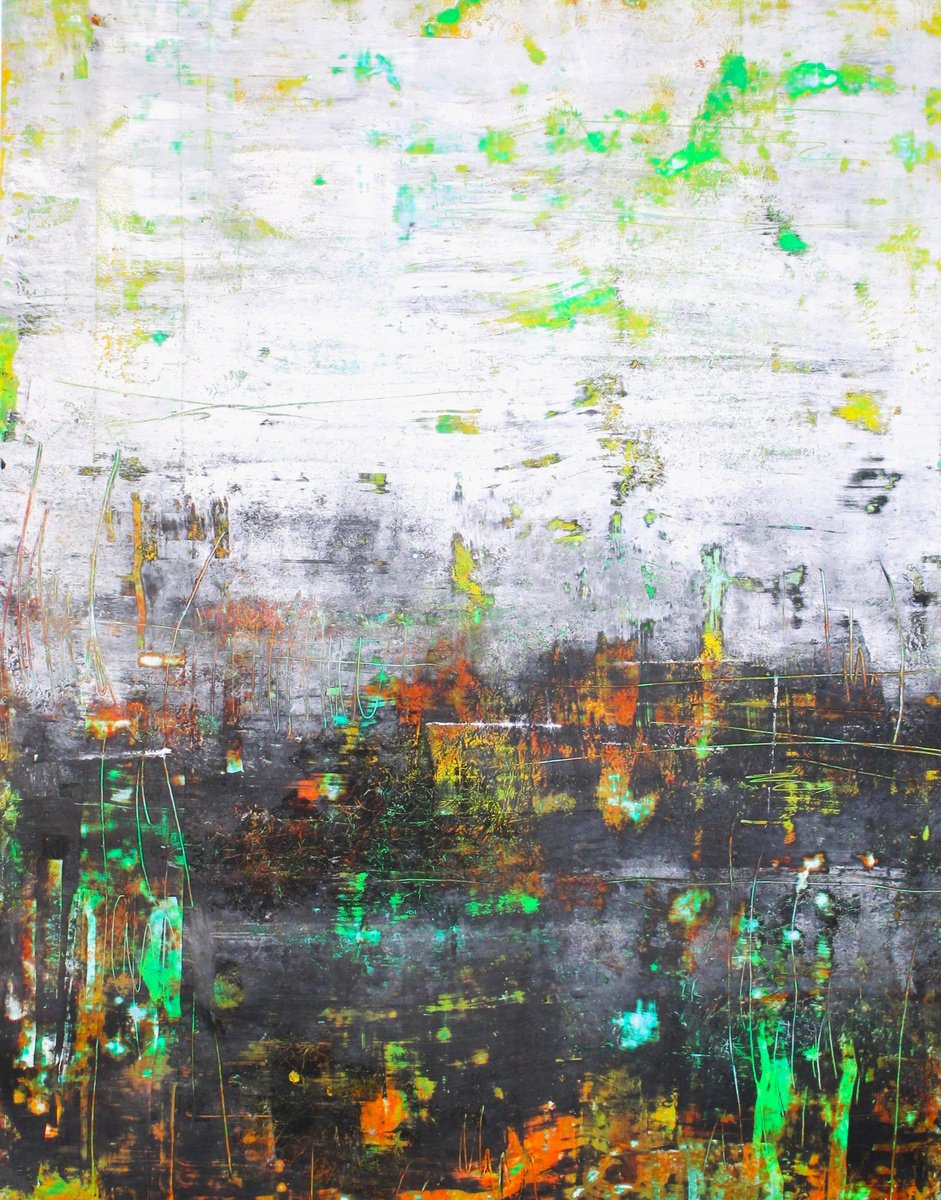 Abstract Oil Painting By Laura Spring, 16 X 22", Uncharted Territory 9, Original Artwork