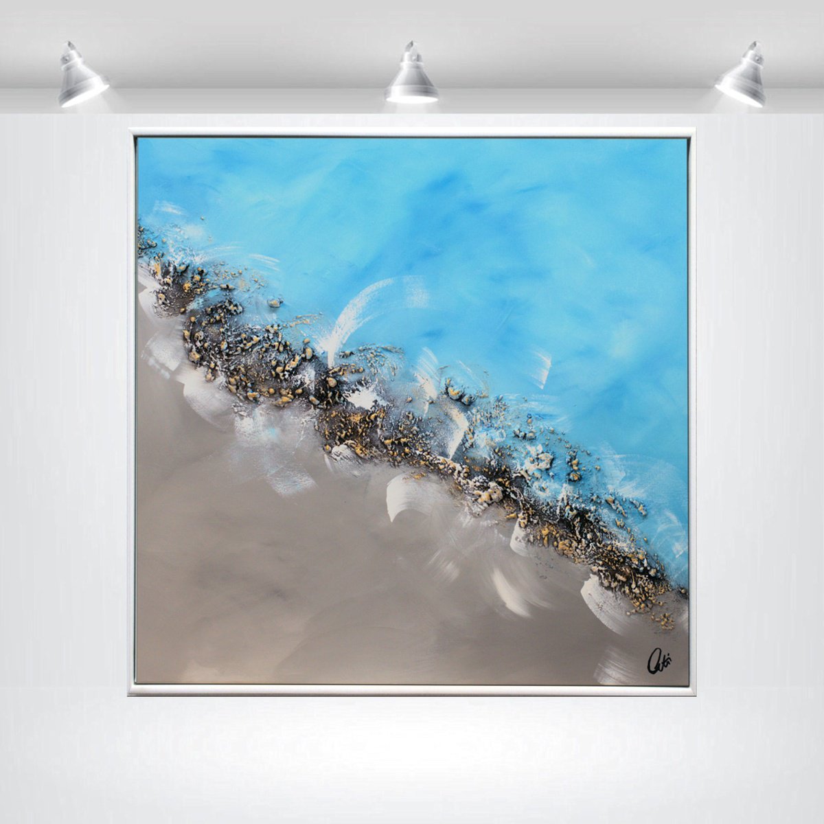 Abstract Acrylic Painting By Edelgard Schroer, 33 X 33, Sea And Sky, Original Artwork