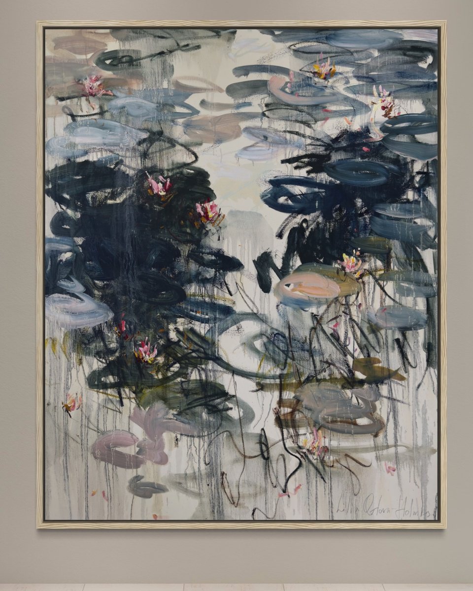 Expressive Oil Painting , Water Lilies. Spring Pond. By Lilia Orlova-Holmes, 47 X 59, Artwork For Sale On Artfinder