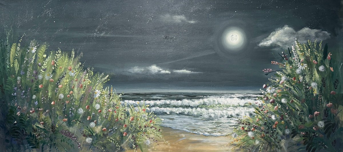 Impressionistic Landscape Acrylic Painting By Emma Sian Pritchard, 49 X 27, Shine On!, Original Artwork