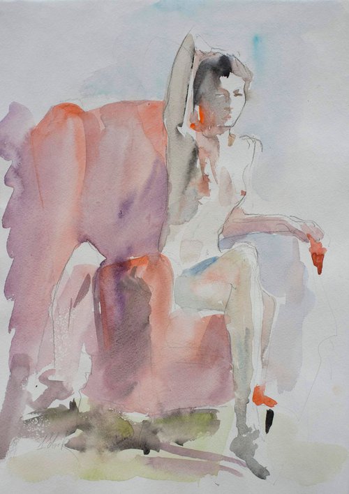 sitting nude #2 by Irina Bibik-Chkolian