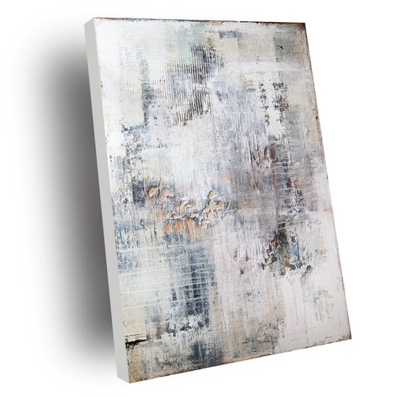 CRACKED STRUCTURES - ABSTRACT ACRYLIC PAINTING TEXTURED * PASTEL COLORS * READY TO HANG