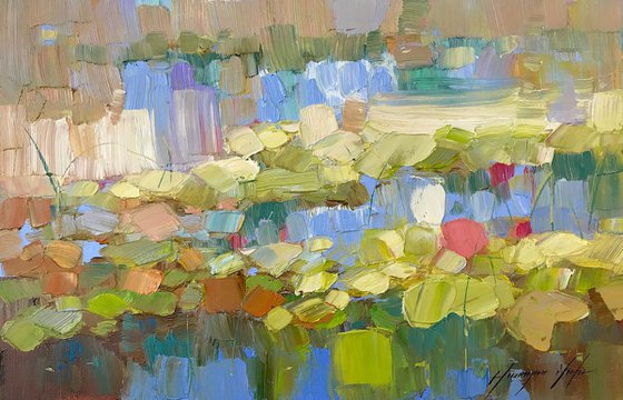 Waterlilies, Original oil Painting, Impressionism, Handmade artwork, One of a Kind