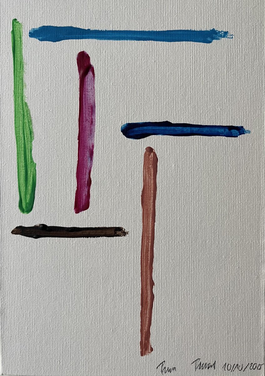 Geometric Abstract Acrylic Painting By Franz Friedel, 6 X 8, Traces I, Original Artwork