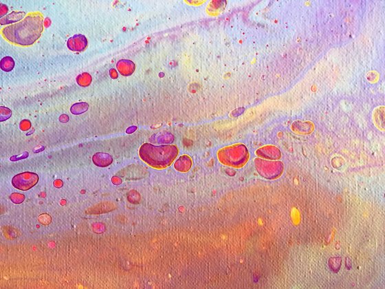 "Blowing Bubbles" - SPECIAL Valentine's Day Price + FREE USA SHIPPING - Original Abstract PMS Fluid Acrylic Painting - 16 x 20 inches