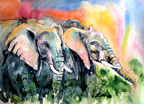 Elephants together by Kovács Anna Brigitta