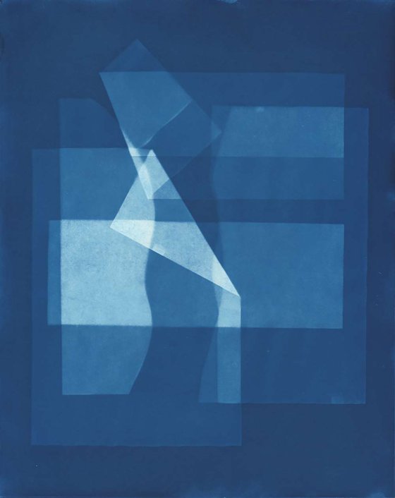 Geometric blue cyanotype set 2