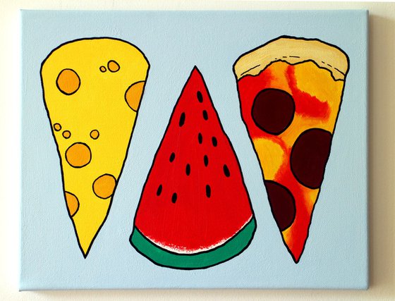 'Triangles' Pop Art Food Acrylic Painting On Canvas