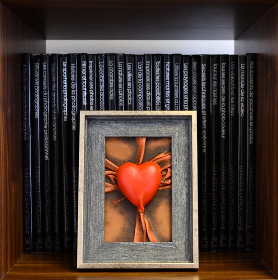 Lovers Heart 38 - Original Framed Leather Sculpture Painting Perfect for Gift