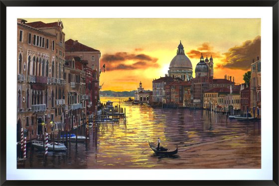 Golden Venice - Very large framed painting