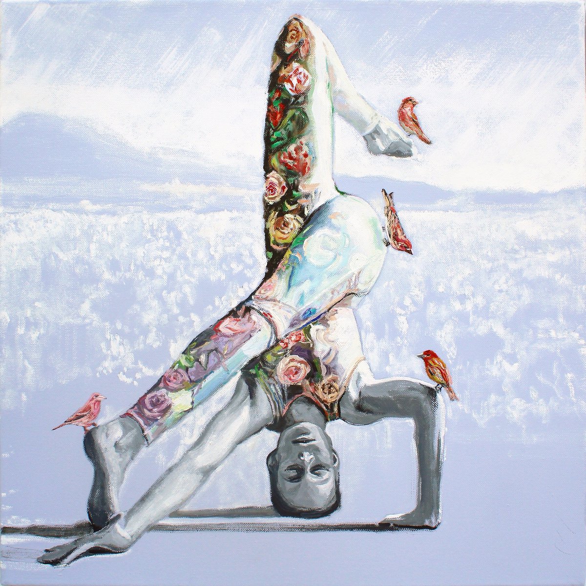 Impressionistic Portrait Oil Painting By Timothy Adam Matthews, 20 X 20", Yoga #2, Original Artwork