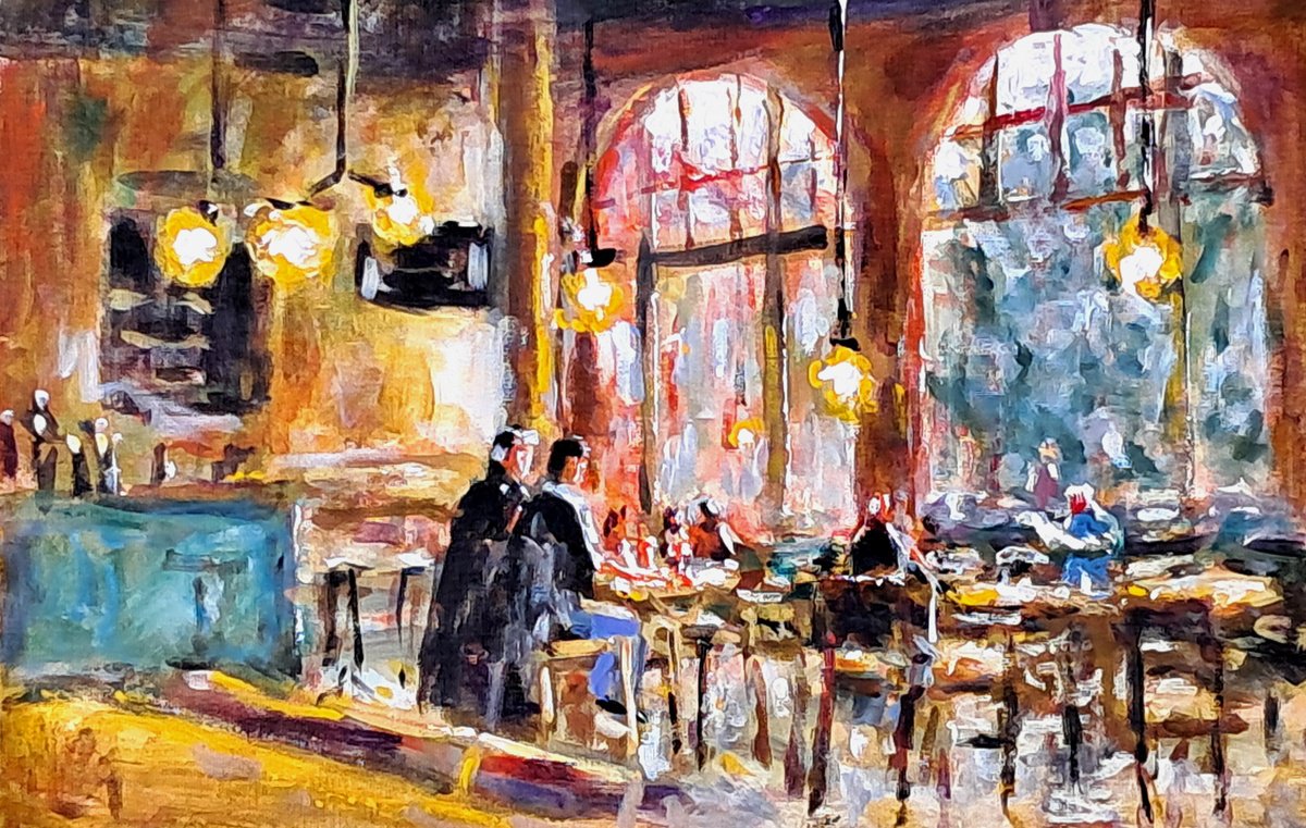  Cafe Wanderers By Dimitris Voyiazoglou, 20 X 16, Artwork For Sale On Artfinder