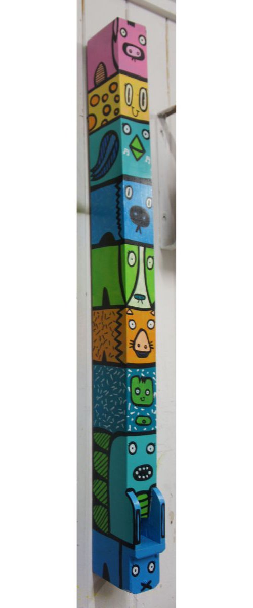 Animal Totem - 90 cm tall painted church organ Pipe by Kev Munday