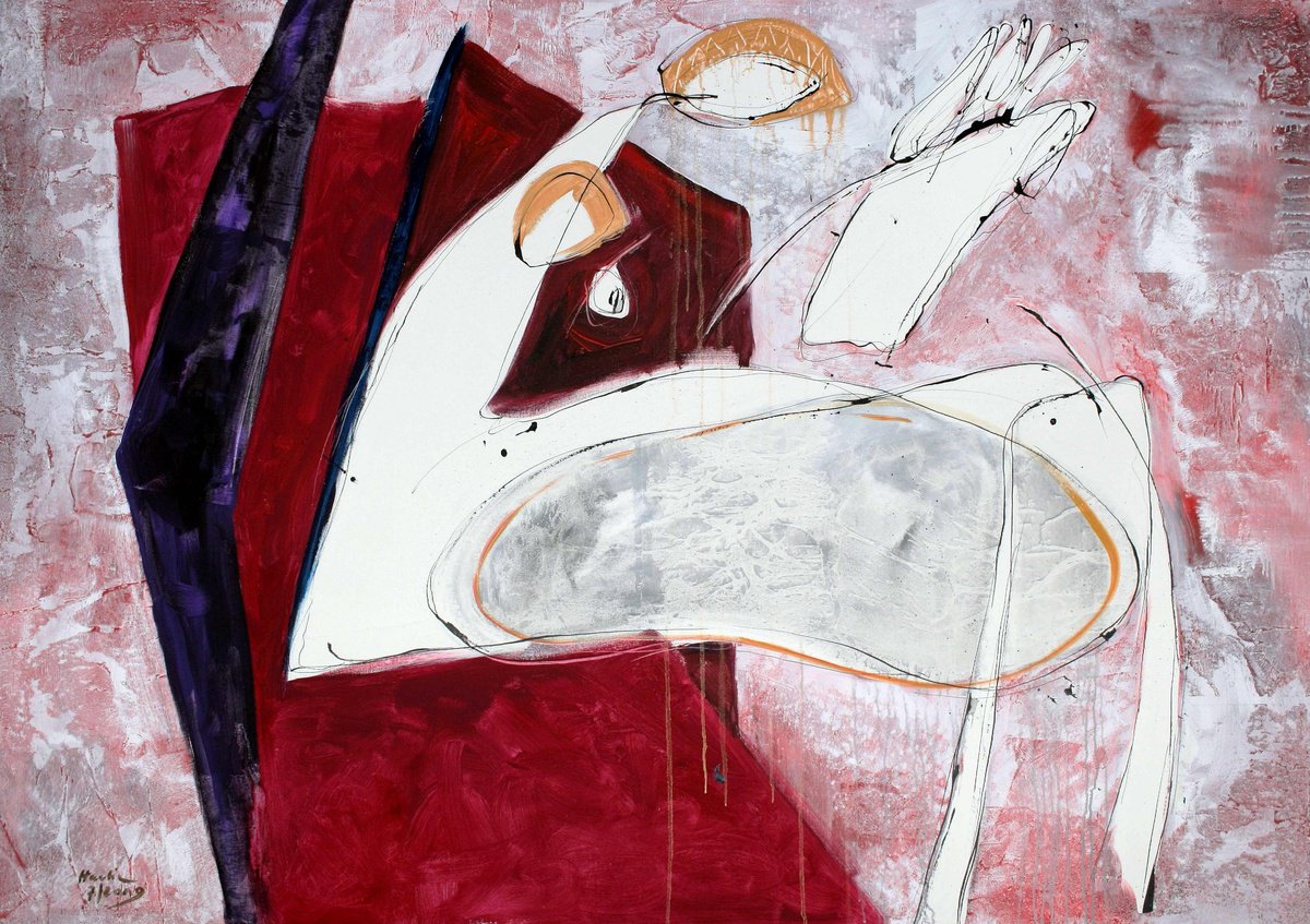 Portrait Acrylic Painting By Jiri Havlik, 63 X 43, The Queen, Original Artwork