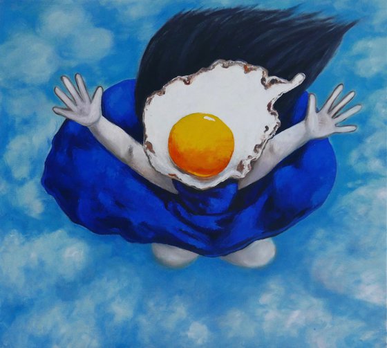 Flying Egg girl in blue