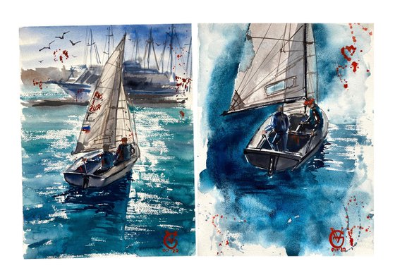 Sailing Studying diptych