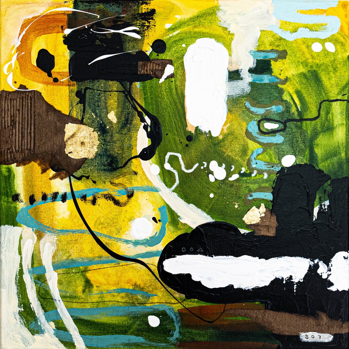 Abstract Acrylic Painting By Hyunah Kim, 21 X 21, Subcon-Verte I, Original Artwork