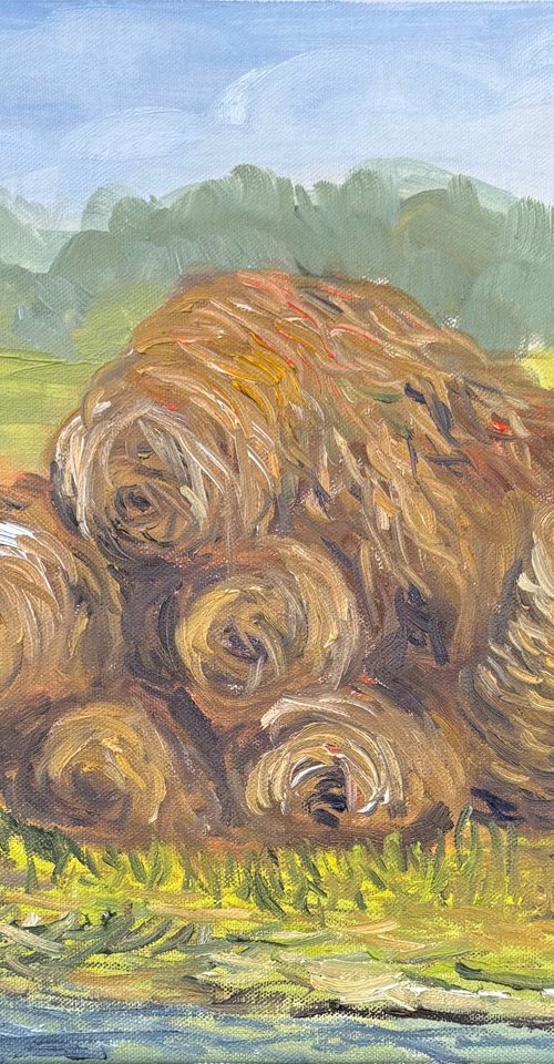 Hay bales. Plein air by Dmitry Fedorov