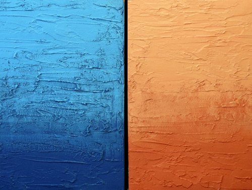 Colour Blocks impasto edition triptych 4 panel wall art  green blue orange purple gift 4 panel canvas wall abstract canvas pop abstraction 64 x 20 " quadriptych rainbow colours by Stuart Wright