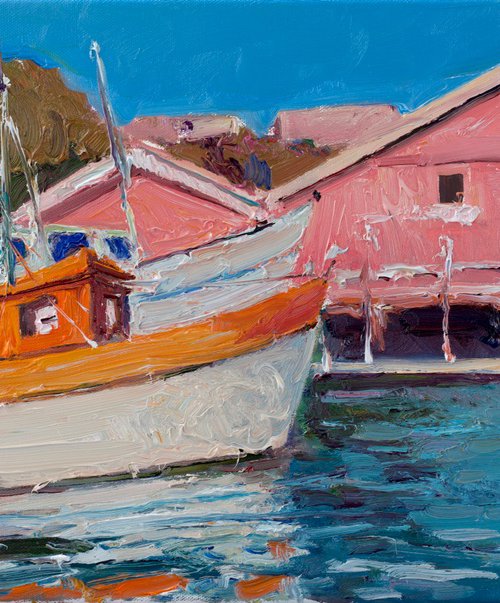 Orange Boat and Pink House by Suren Nersisyan