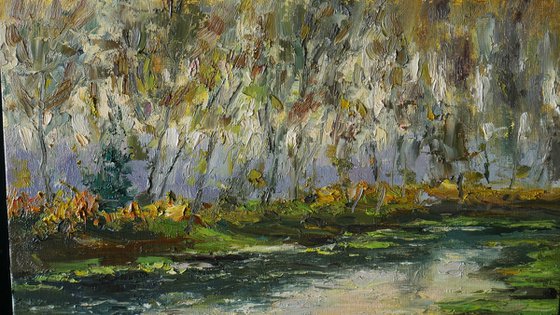 November Sunlight - original sunny landscape, painting