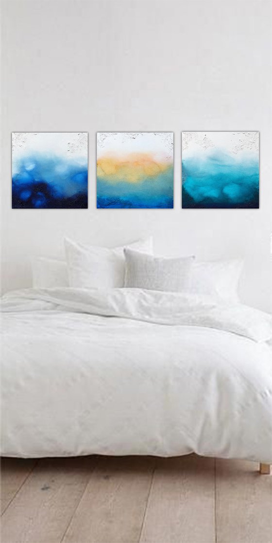 3 seascapes (3 artworks 30 x 30 cm) Dee Brown
