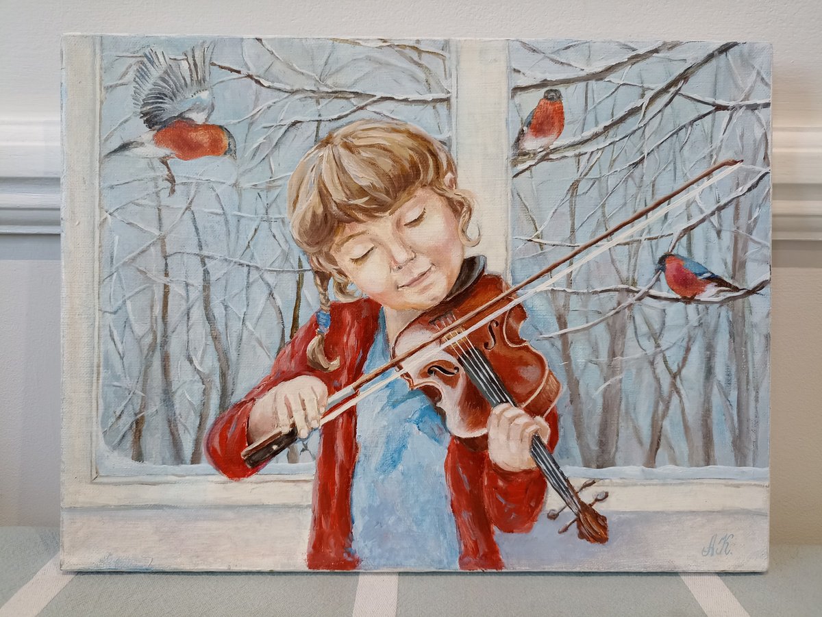 Photorealistic Oil Painting , First Violin By Alfia Koral, 16 X 12, Artwork For Sale On Artfinder