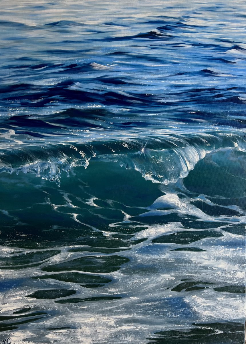 Photorealistic Landscape Oil Painting By Valeria Ocean, 20 X 28", A Touch Of Sunset, Original Artwork