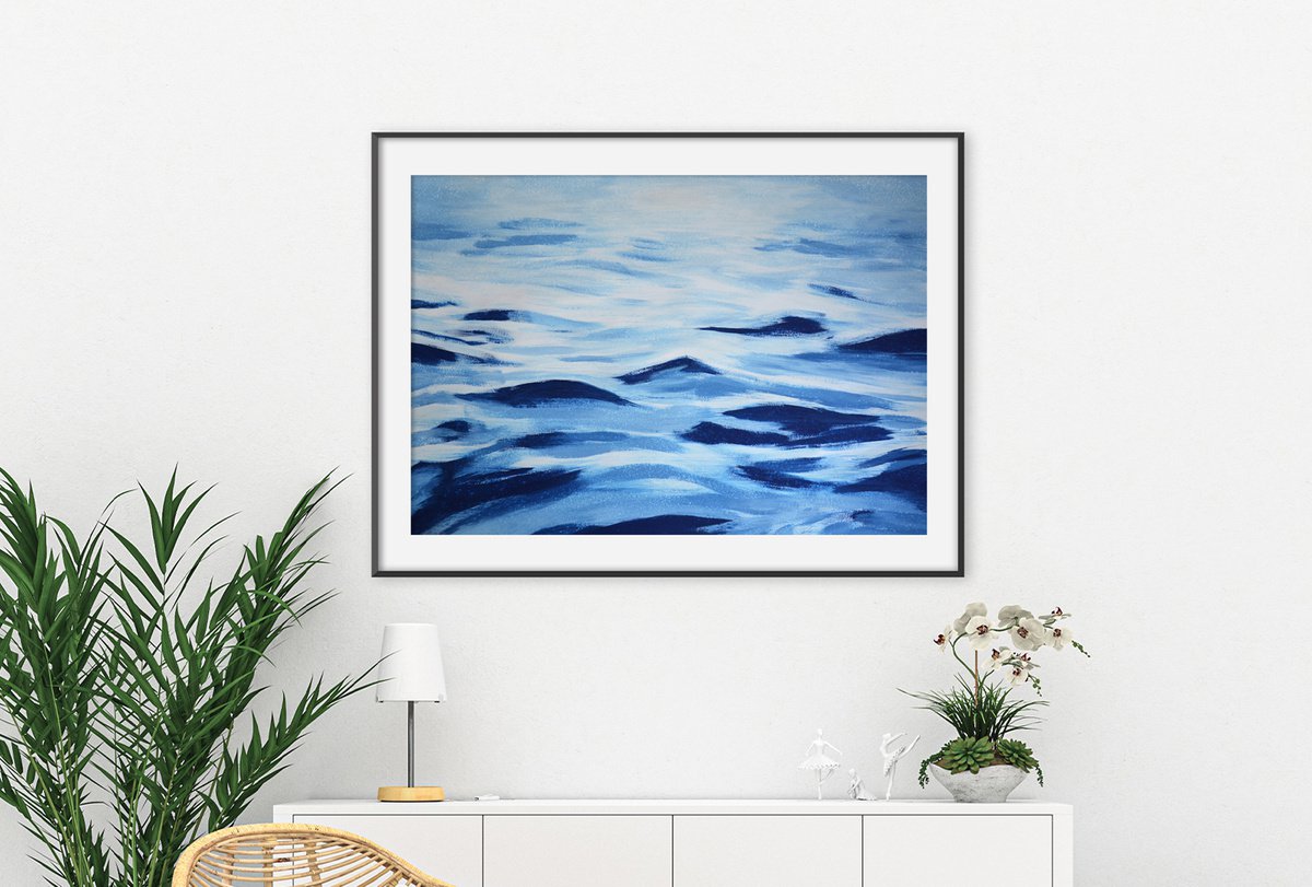 Blue abstract waves 2 by Anna Aboskalova