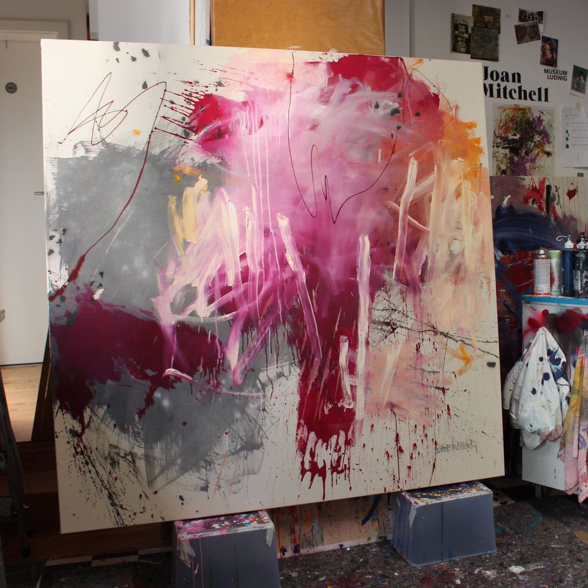 Abstract Painting By Daniela Schweinsberg, 63 X 63, Soliloquy (All This Crazy Ideas), Original Artwork