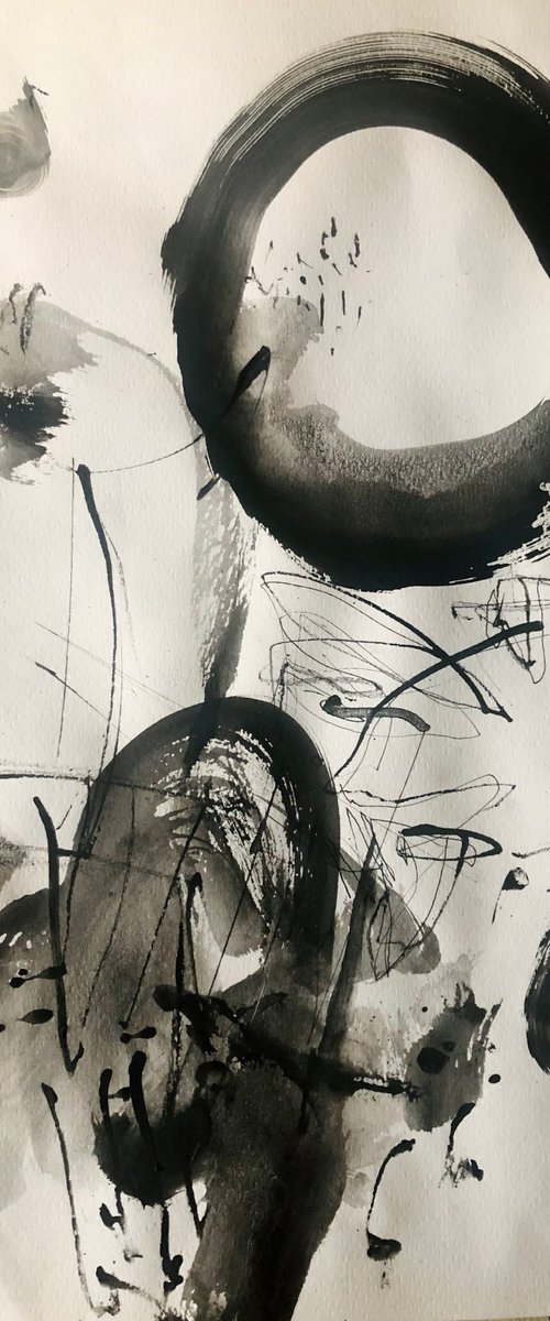 Black and white abstract painting.Untitled by Ilaria Dessí