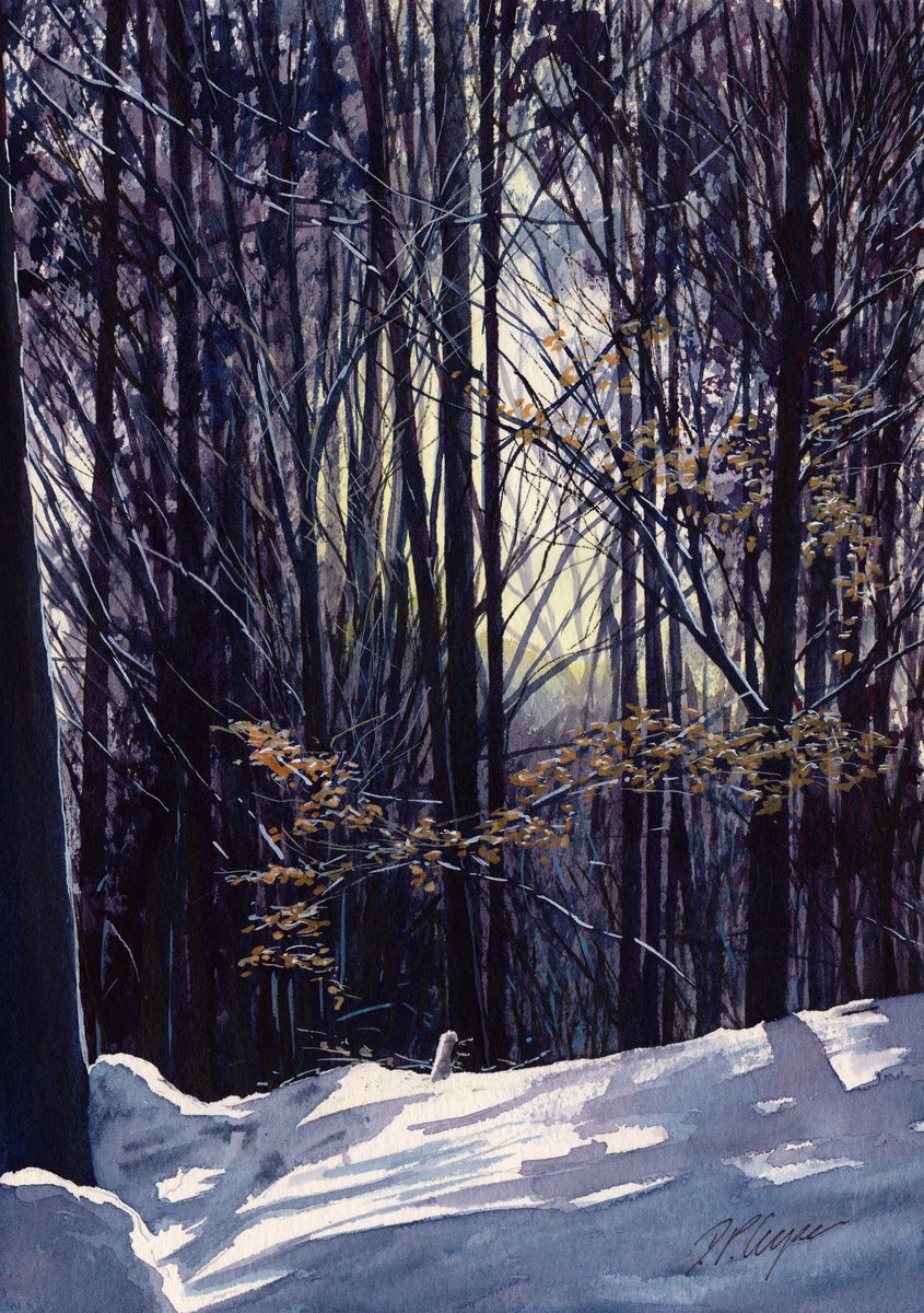 Impressionistic Landscape Painting By D. P. Cooper, 8 X 11, First Snow, Original Artwork