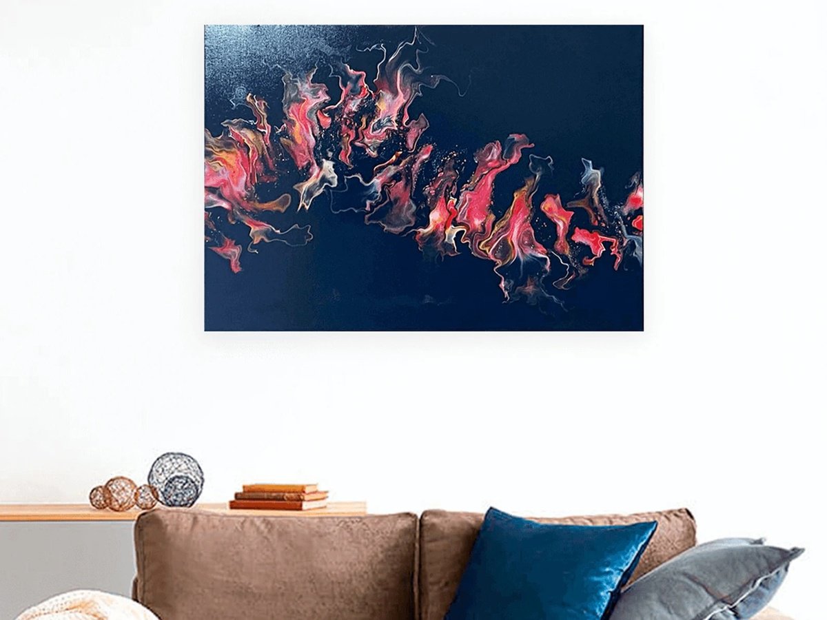 Red Galaxy - Acrylic Pour / Abstract Art / Original Painting / Fluid Art / Flow Art / Flui... by Sarah Pena