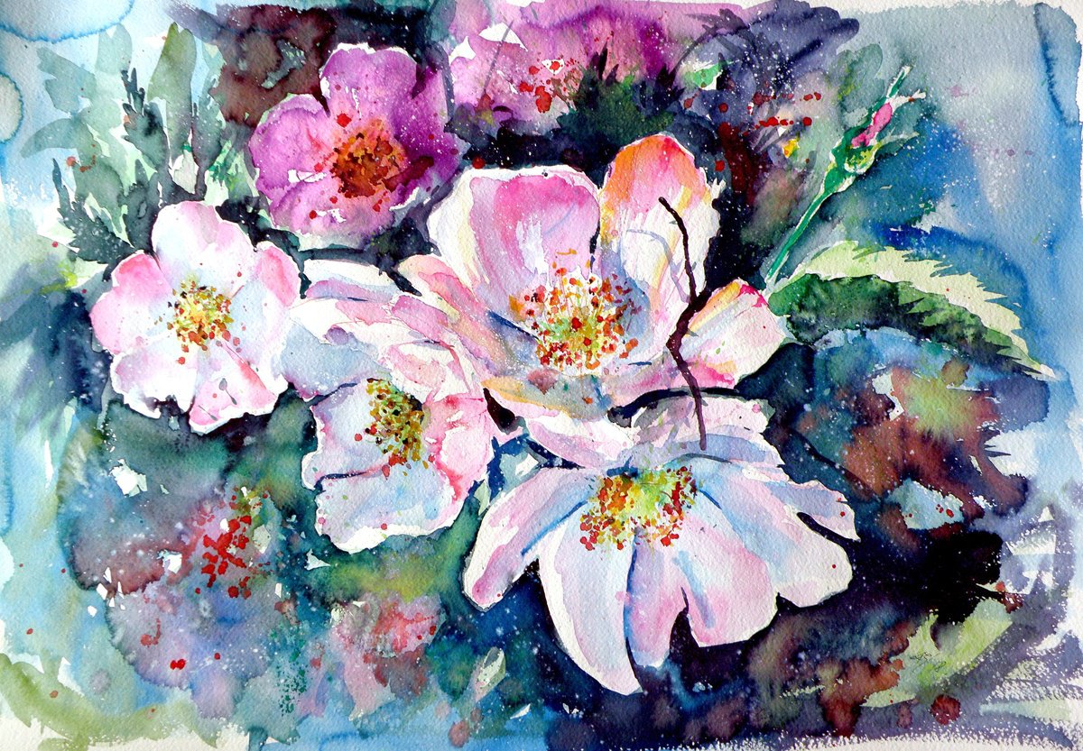 Impressionistic Watercolour , Briar By Kovacs Anna Brigitta, 28 X 20, Artwork For Sale On Artfinder