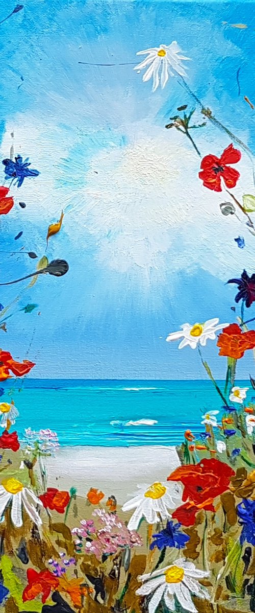 Poppies and cornflowers by the sea by Kathrin Flöge